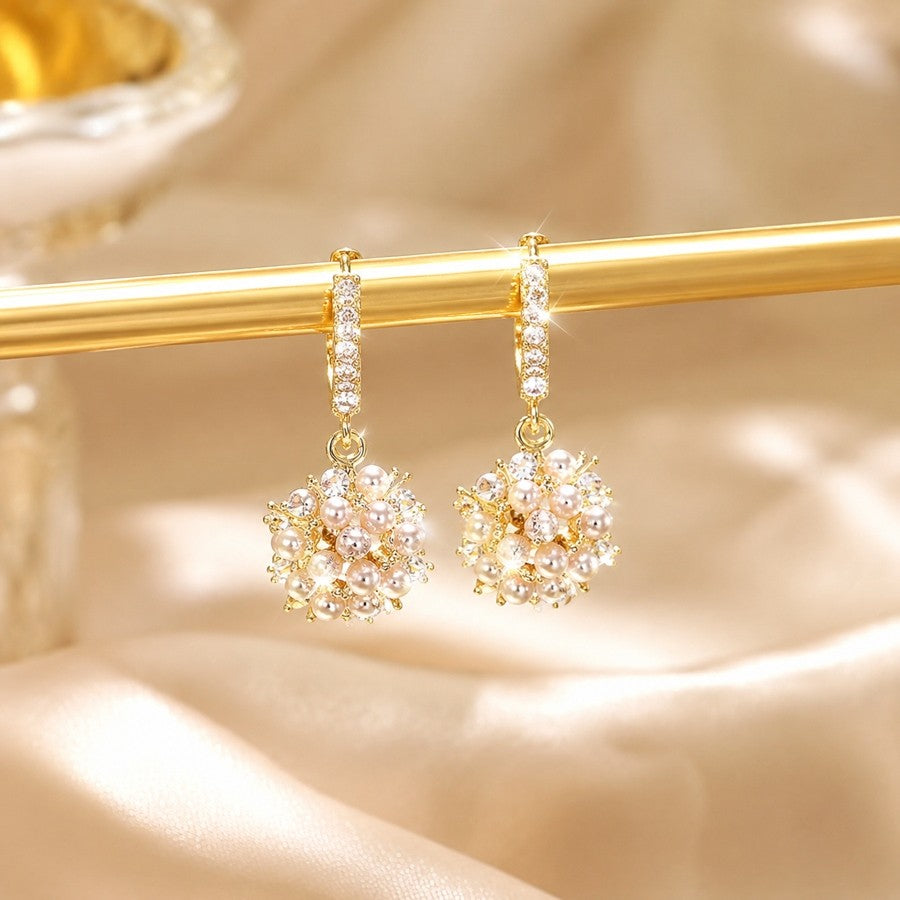 Romantic Pearl Cluster Drop Earrings