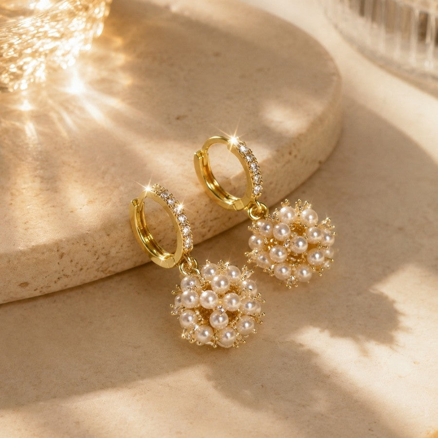 Romantic Pearl Cluster Drop Earrings