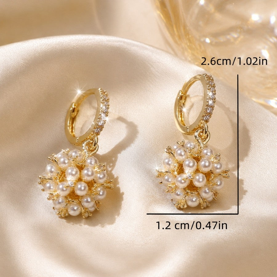 Romantic Pearl Cluster Drop Earrings