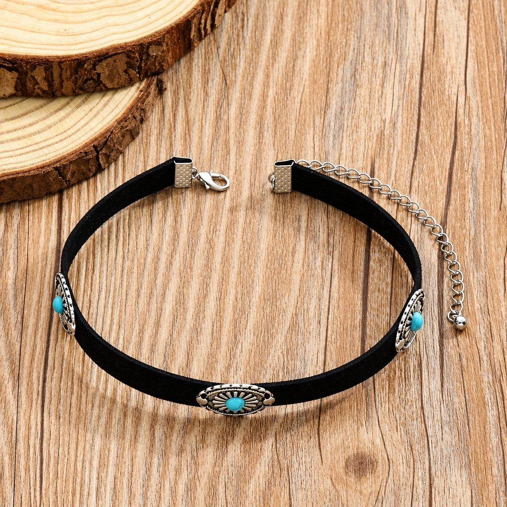 Boho Vintage Turquoise Concho Choker