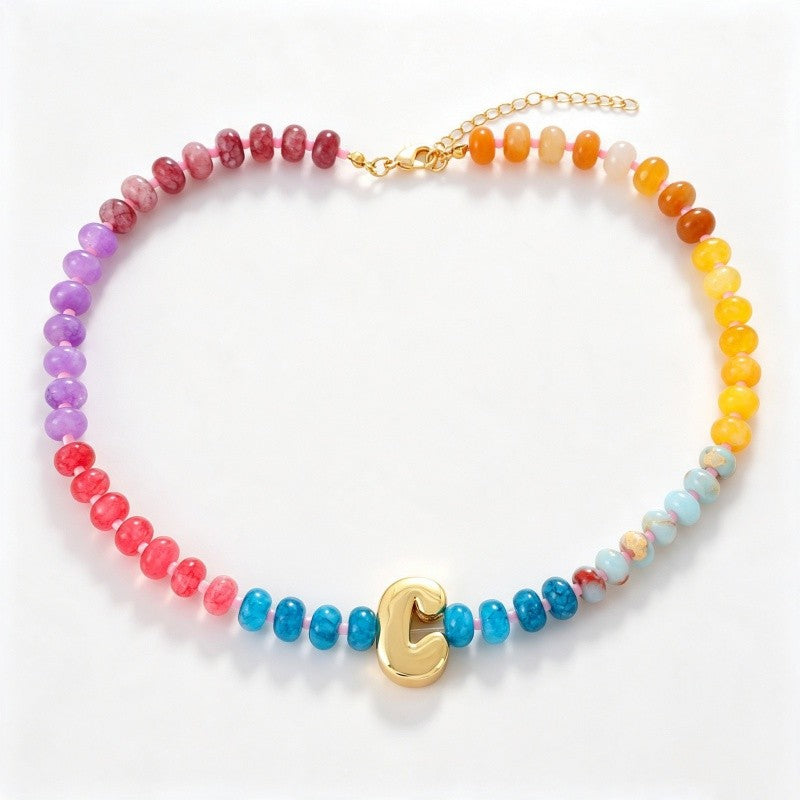 18k Boho Layered Natural Stone Love Necklace
