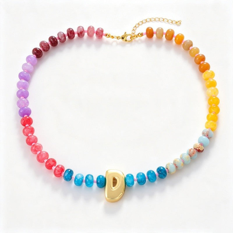 18k Boho Layered Natural Stone Love Necklace