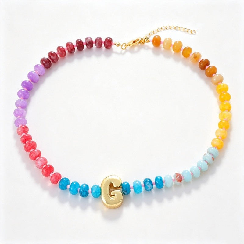 18k Boho Layered Natural Stone Love Necklace
