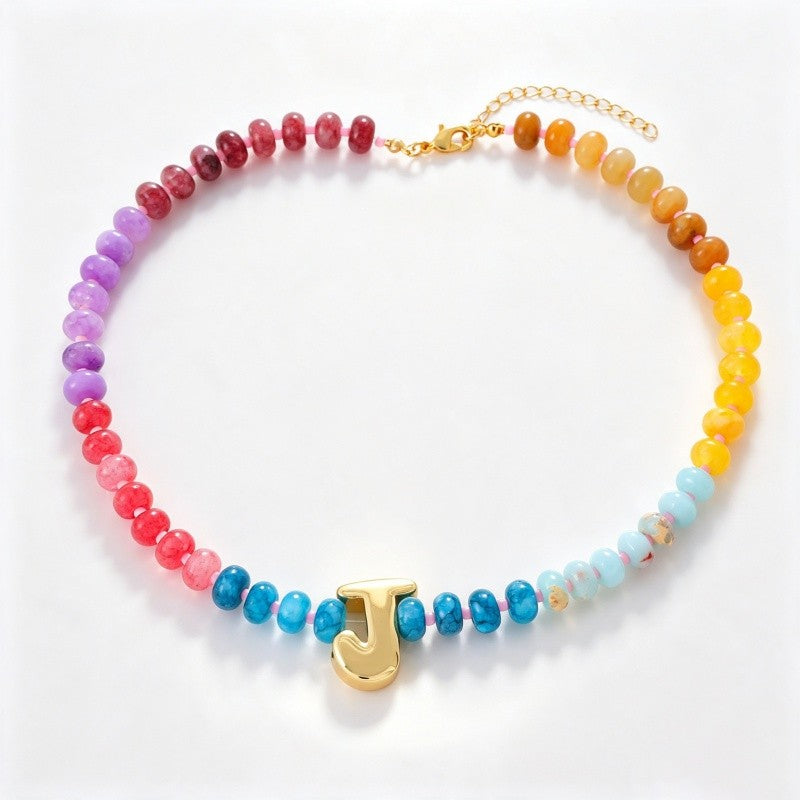 18k Boho Layered Natural Stone Love Necklace