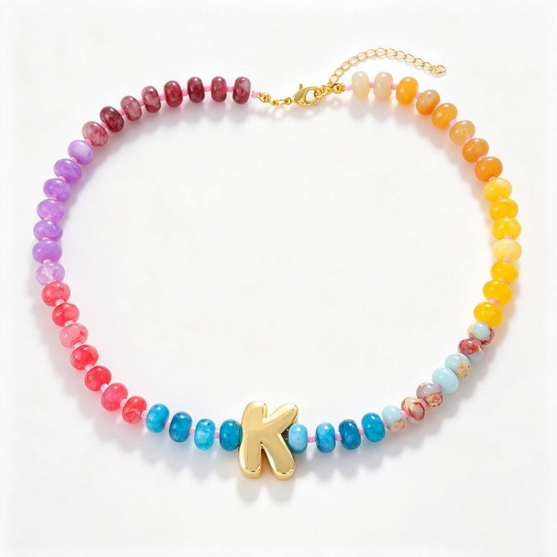18k Boho Layered Natural Stone Love Necklace