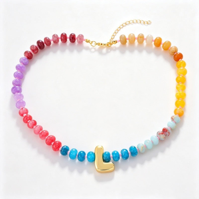 18k Boho Layered Natural Stone Love Necklace
