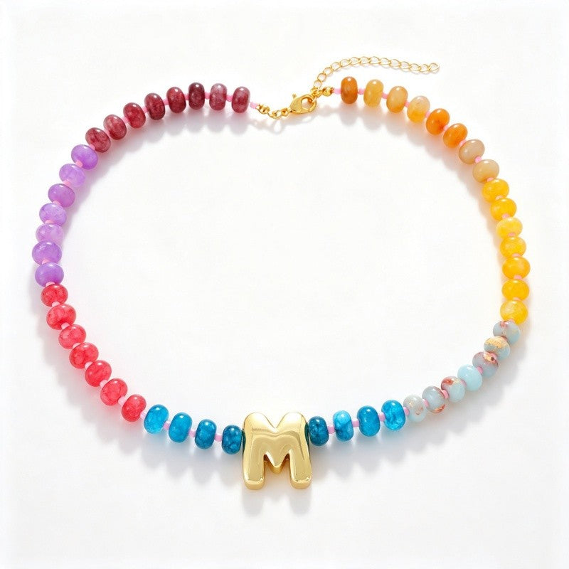 18k Boho Layered Natural Stone Love Necklace
