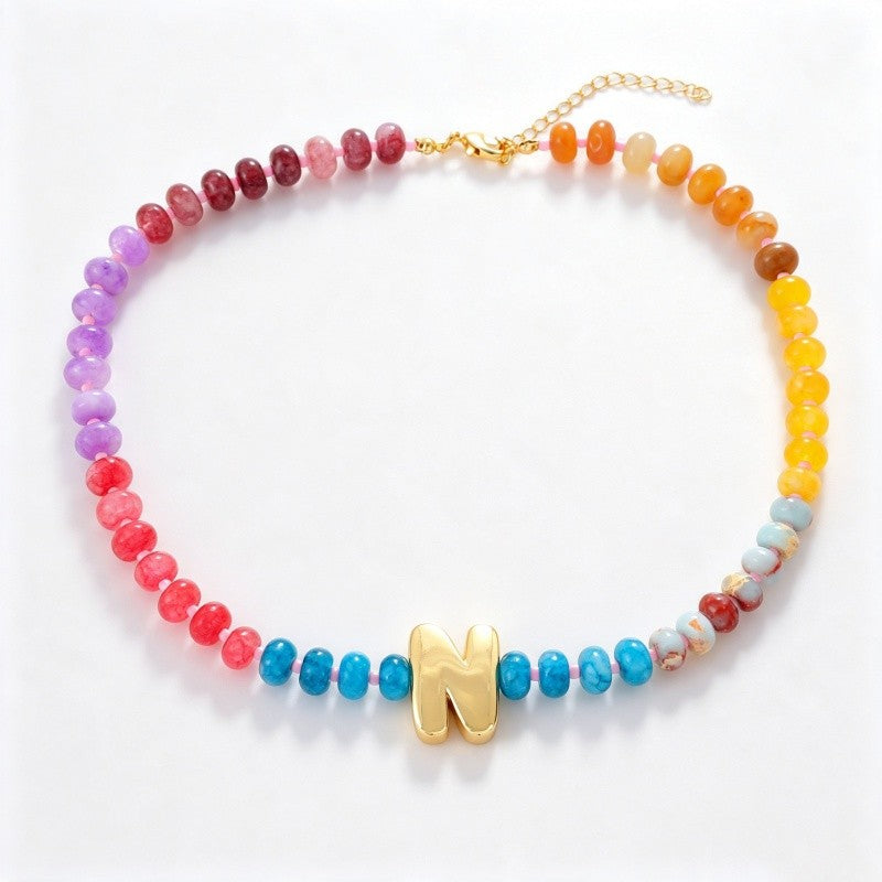 18k Boho Layered Natural Stone Love Necklace