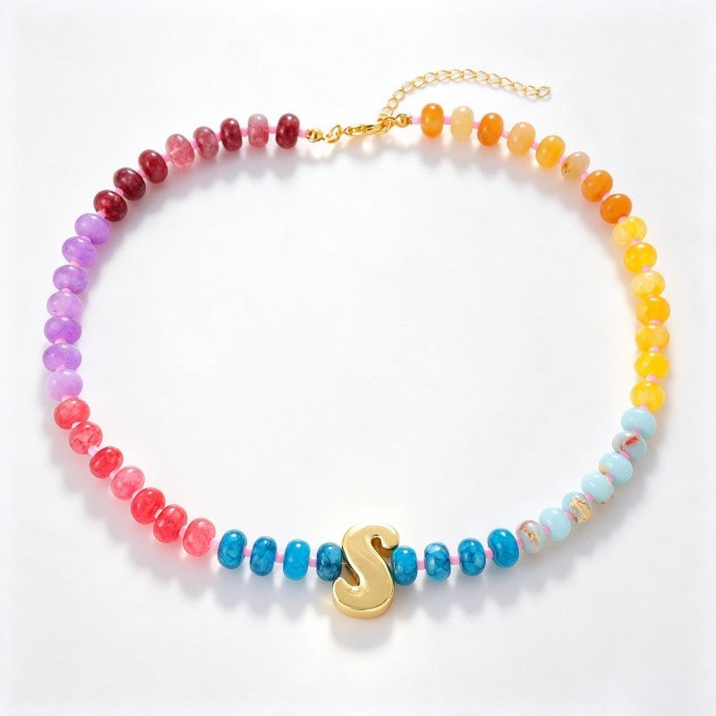 18k Boho Layered Natural Stone Love Necklace