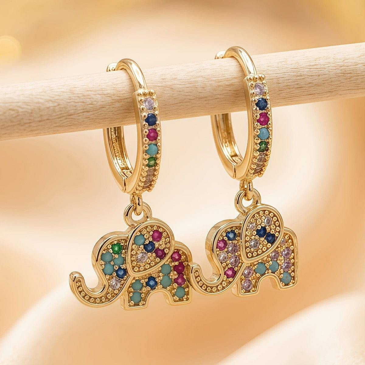Classy Multicolor Elephant Hoop Earrings