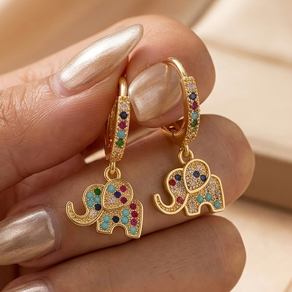 Classy Multicolor Elephant Hoop Earrings