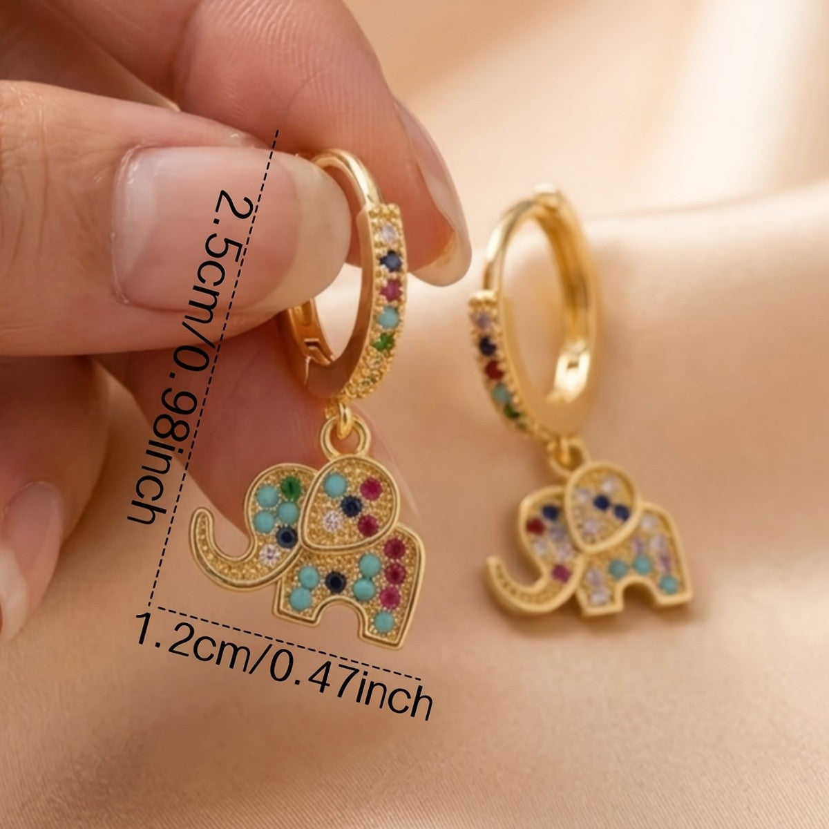 Classy Multicolor Elephant Hoop Earrings