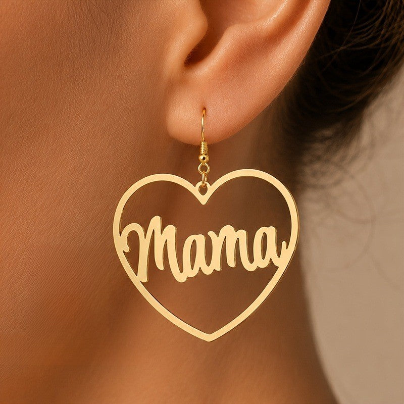 18k Dainty Custom Name Heart Earrings