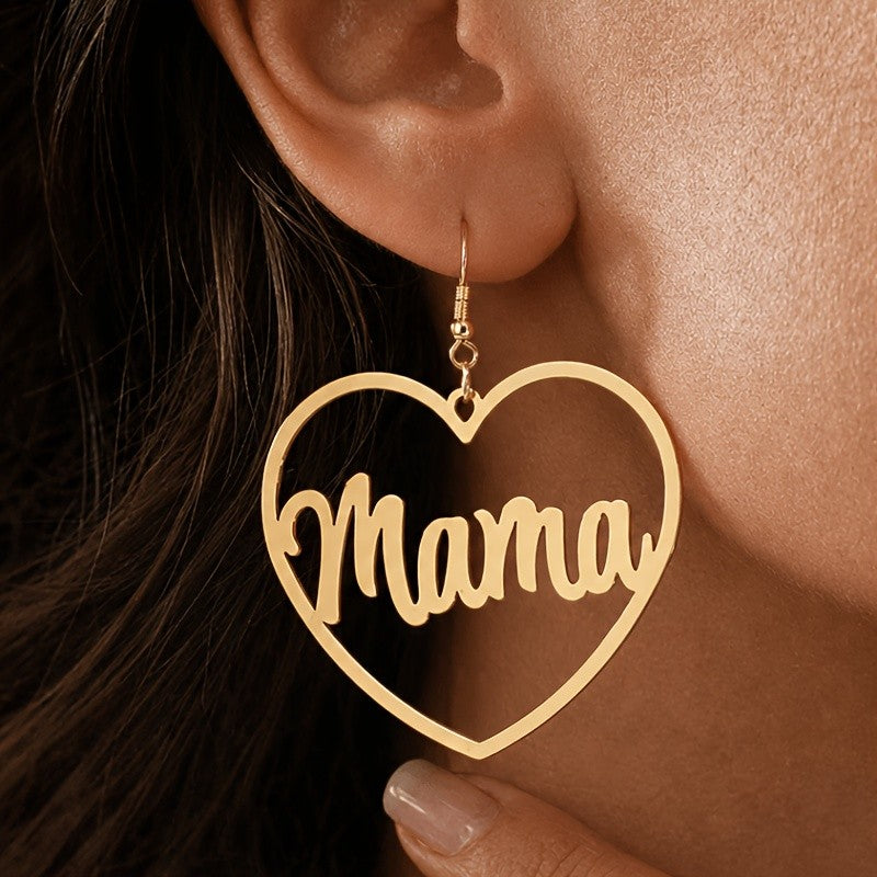 18k Dainty Custom Name Heart Earrings