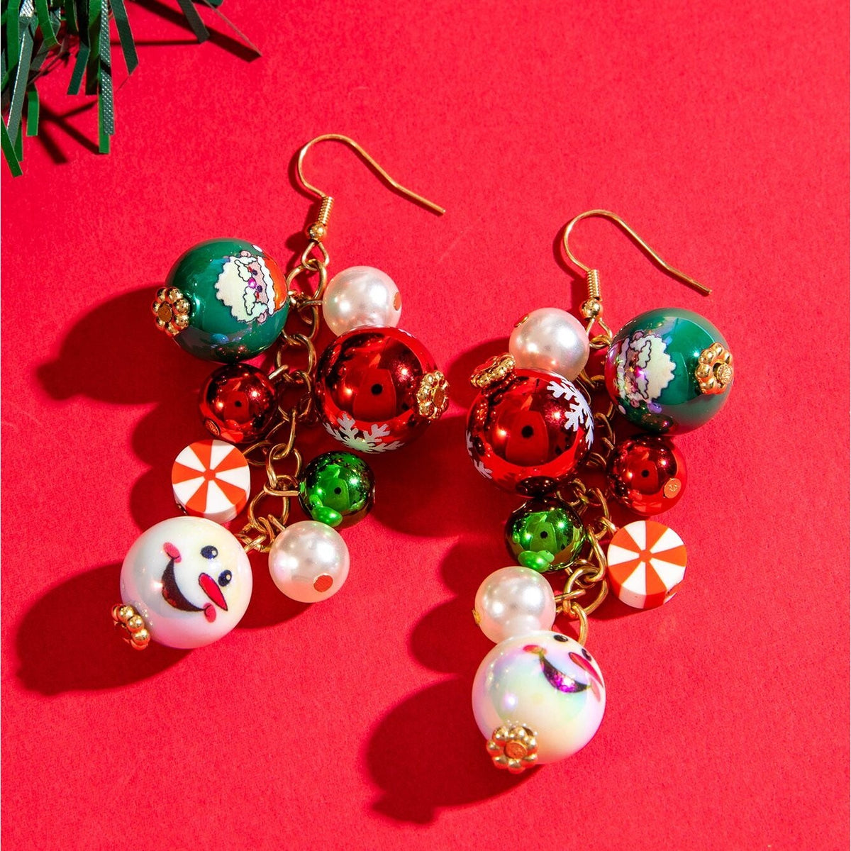Festive Snowman Bauble Drop Earrings