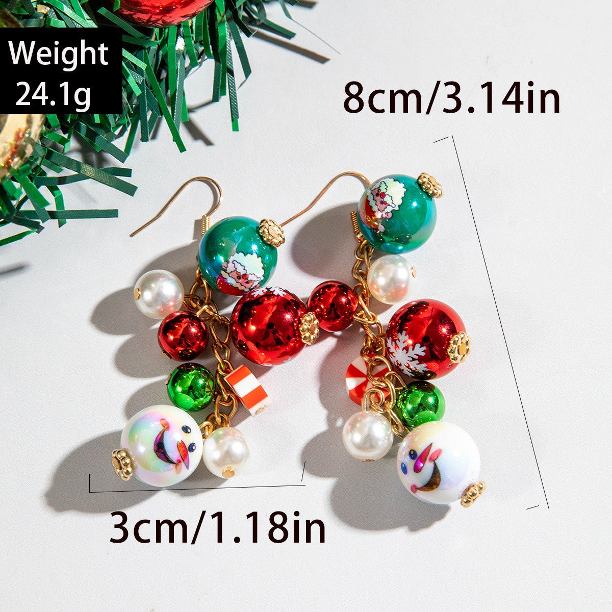 Festive Snowman Bauble Drop Earrings