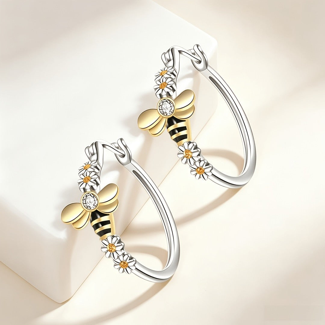 Boho Bee And Daisy Hoop Earrings