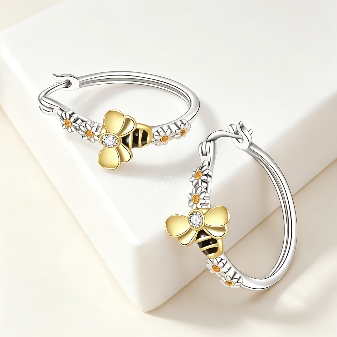Boho Bee And Daisy Hoop Earrings