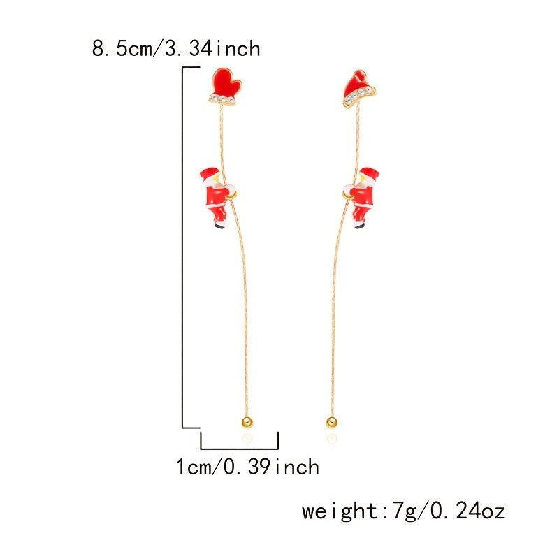 Dainty Candy Cane Santa Tassel Earrings