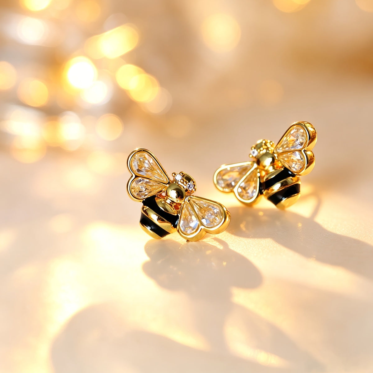 Dainty Crystal Bee Stud Earrings