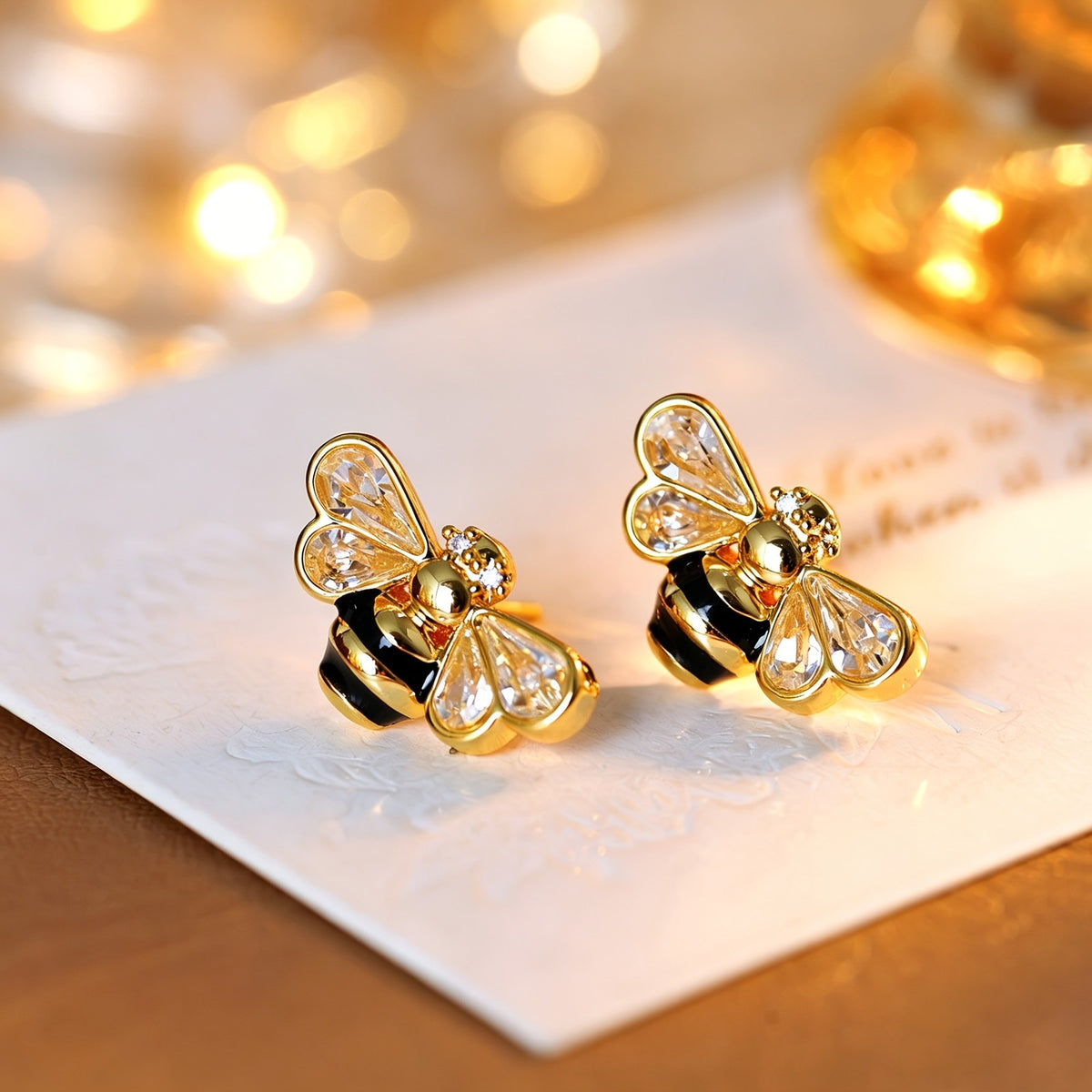 Dainty Crystal Bee Stud Earrings