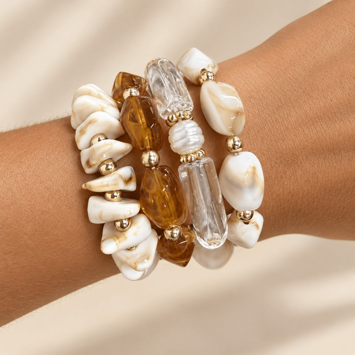 4pc Boho Irregular Resin Bracelet Set