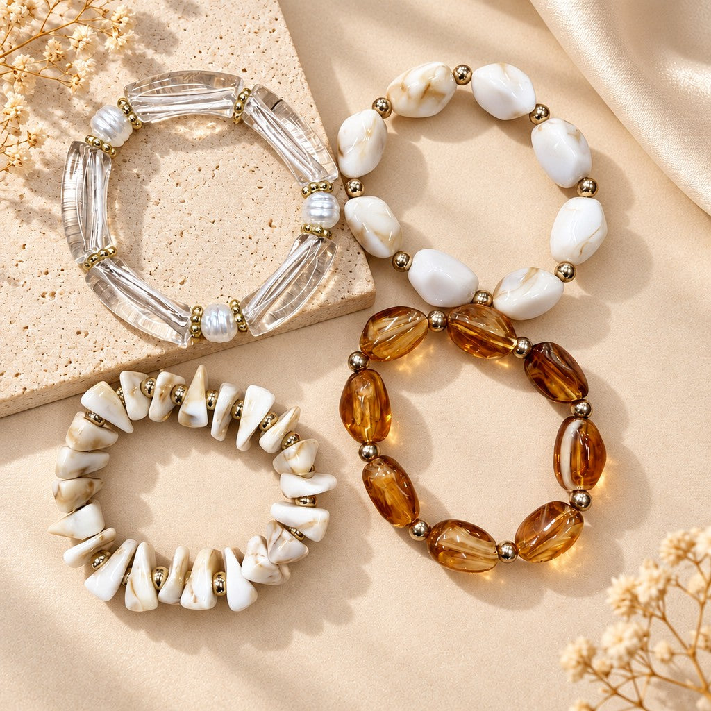 4pc Boho Irregular Resin Bracelet Set