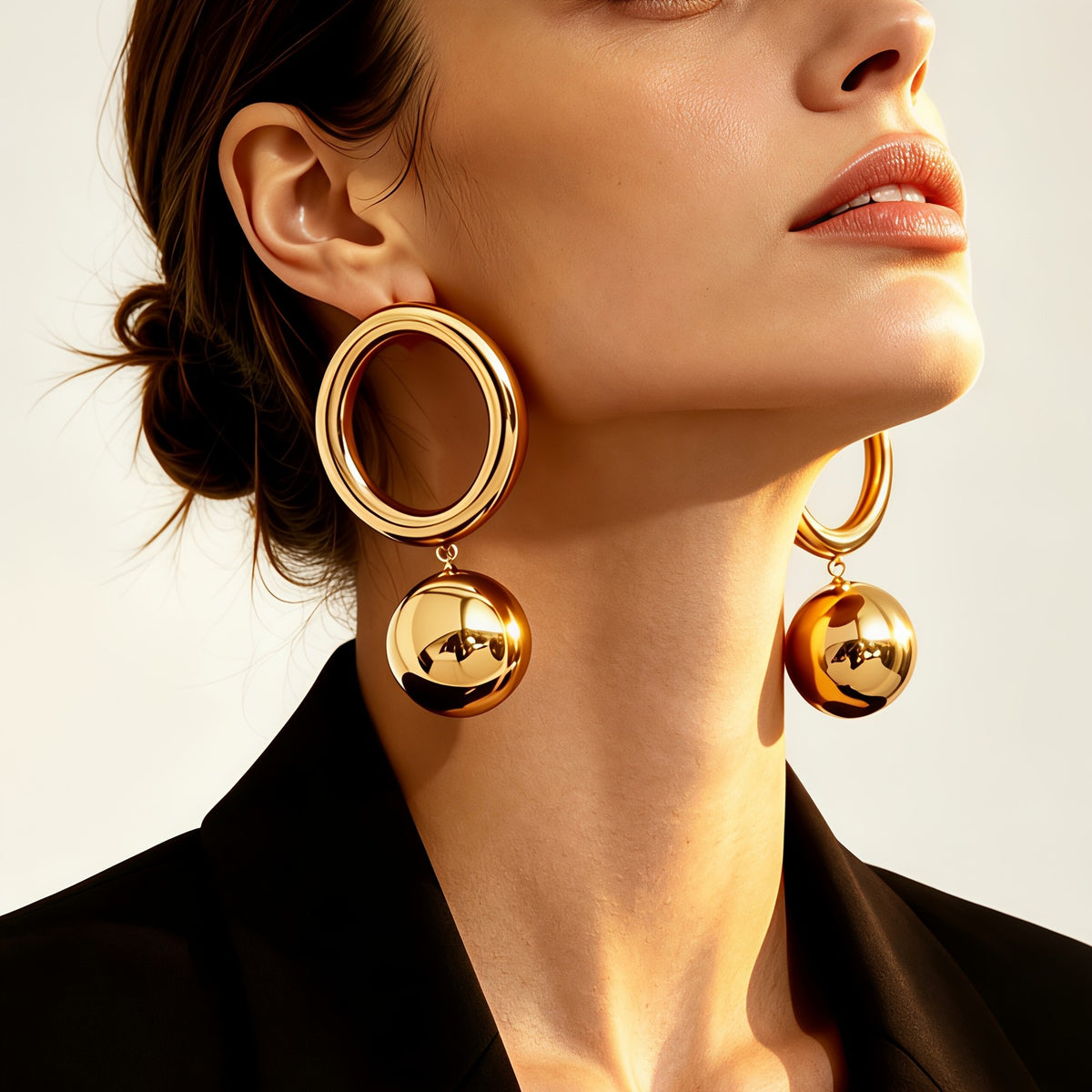 Elegant Geometric Hoop and Sphere Drop Earrings