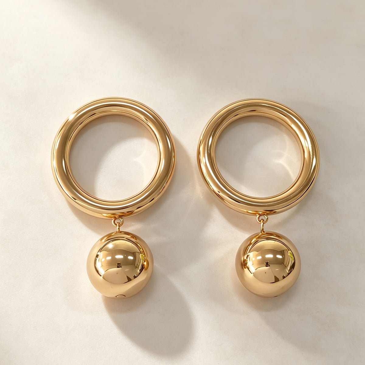 Elegant Geometric Hoop and Sphere Drop Earrings