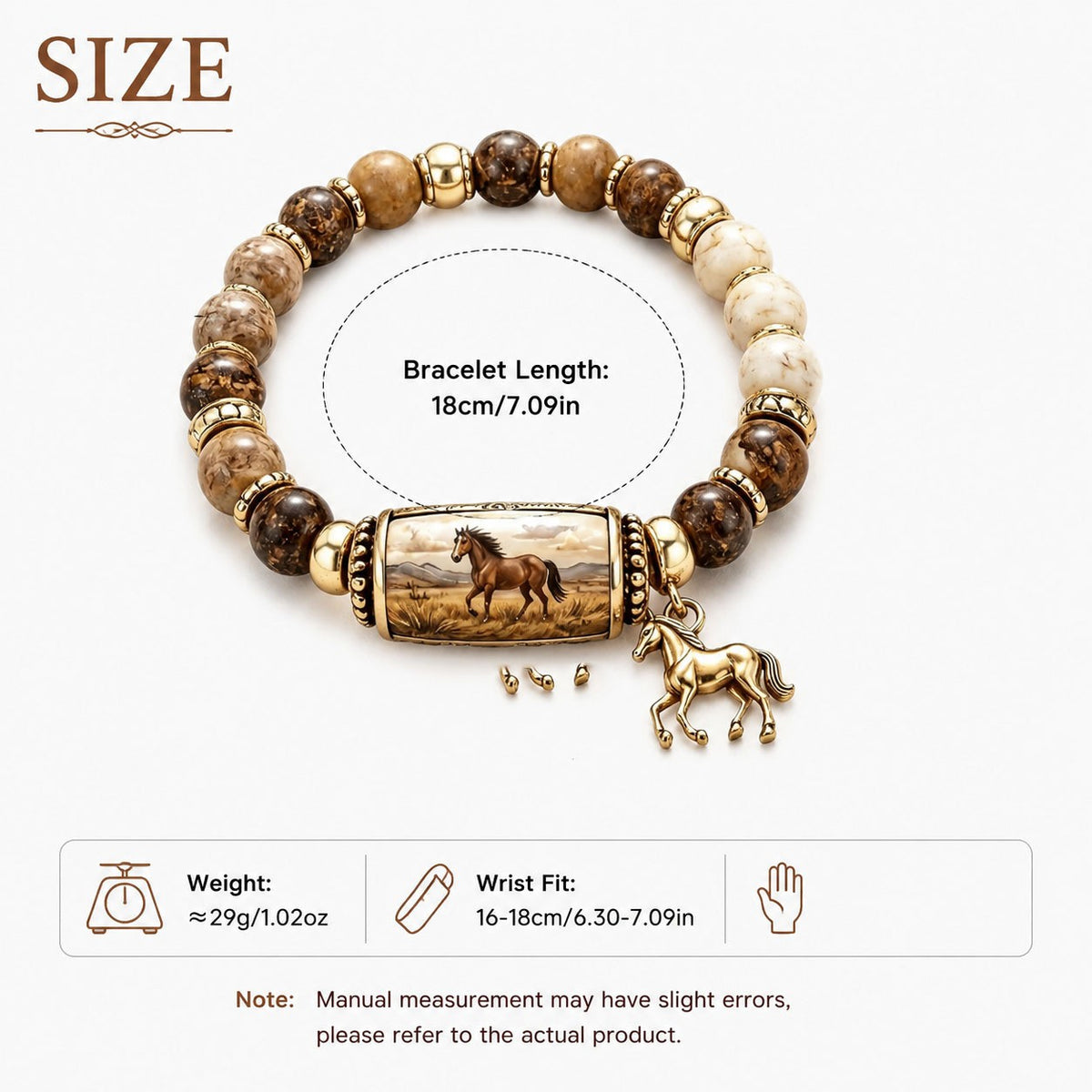 Boho Vintage Horse Bead Bracelet