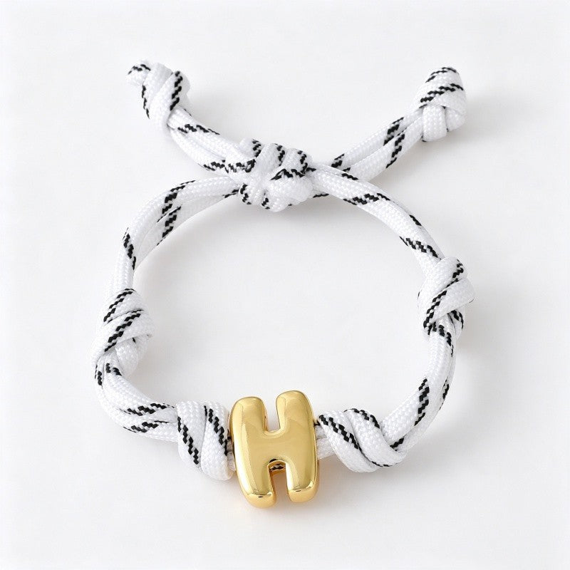 18k Boho Woven Knot Initial Bracelet