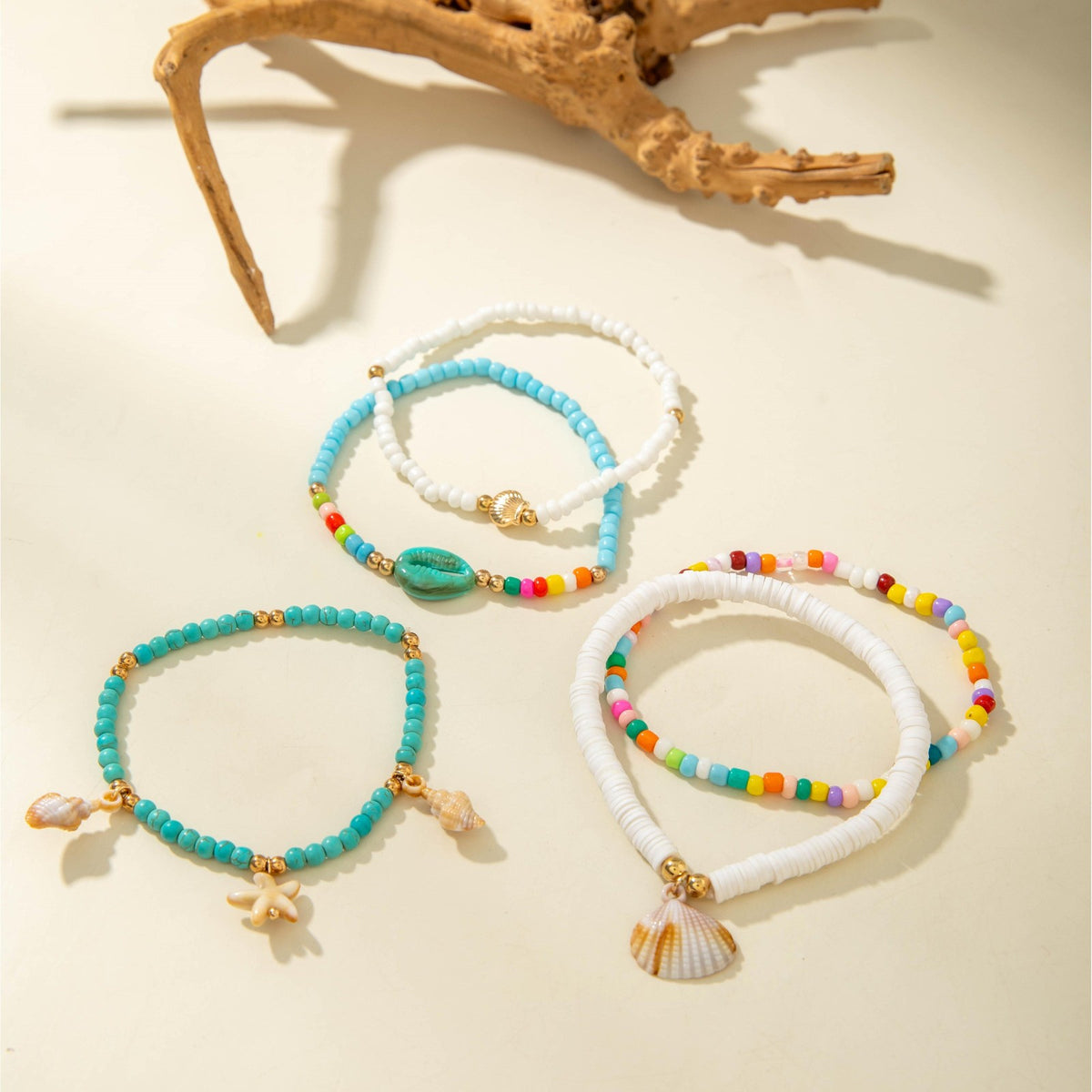 Boho Multi-Layer Shell & Starfish Anklet Set