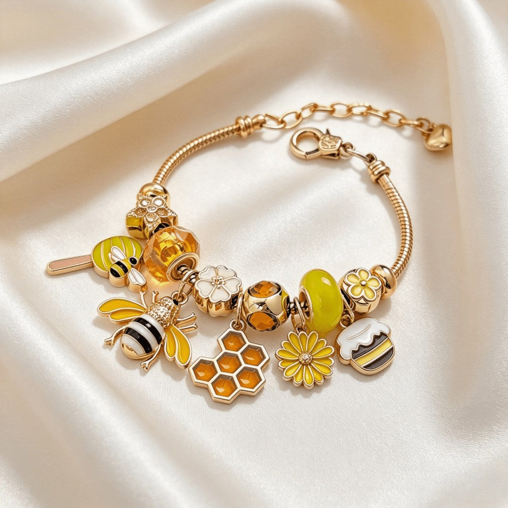 Boho Bee Honeycomb Charm Bracelet