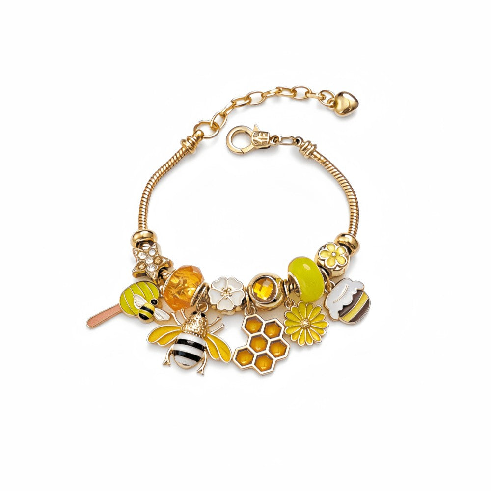 Boho Bee Honeycomb Charm Bracelet