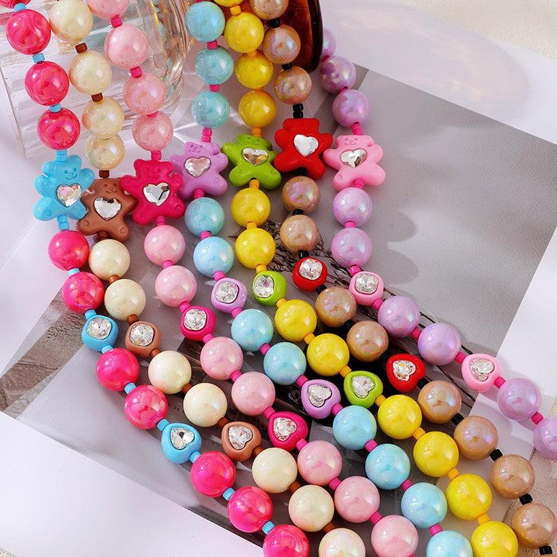 Playful Multicolor Star Resin Bead Necklace