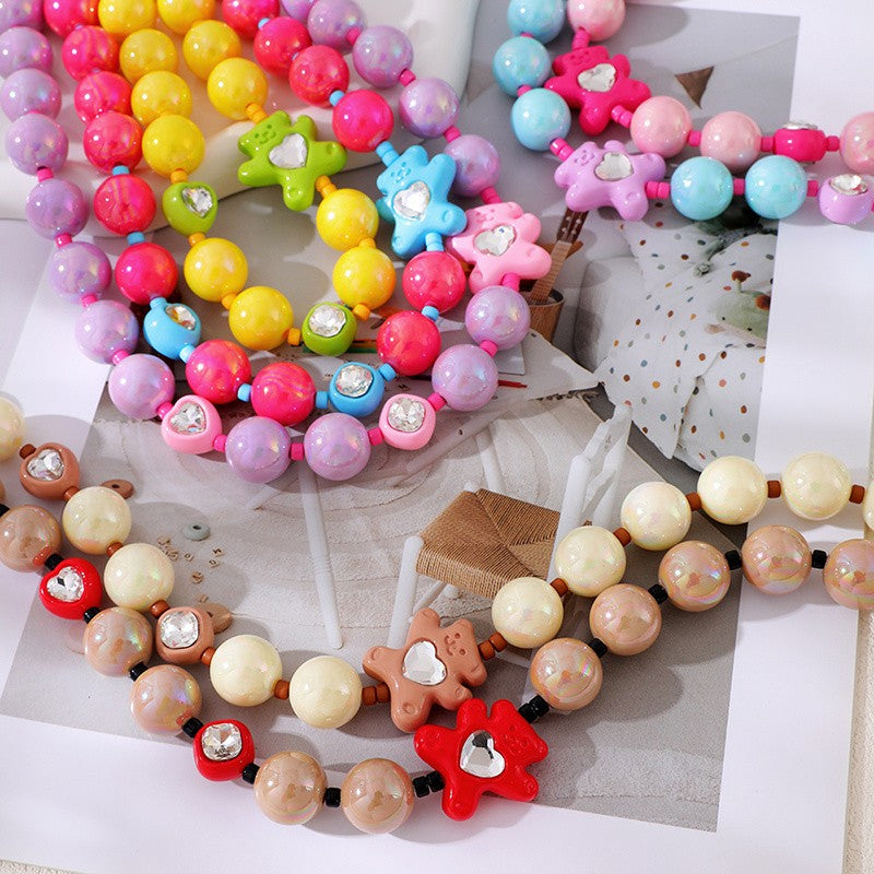 Playful Multicolor Star Resin Bead Necklace