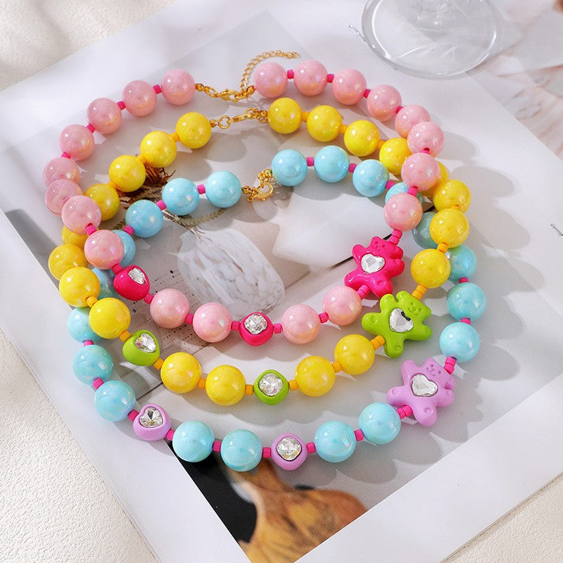 Playful Multicolor Star Resin Bead Necklace