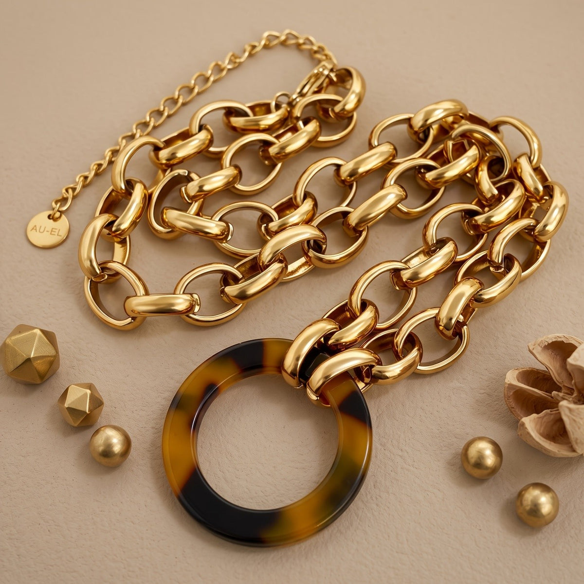 Vintage Leopard Print Chain Set
