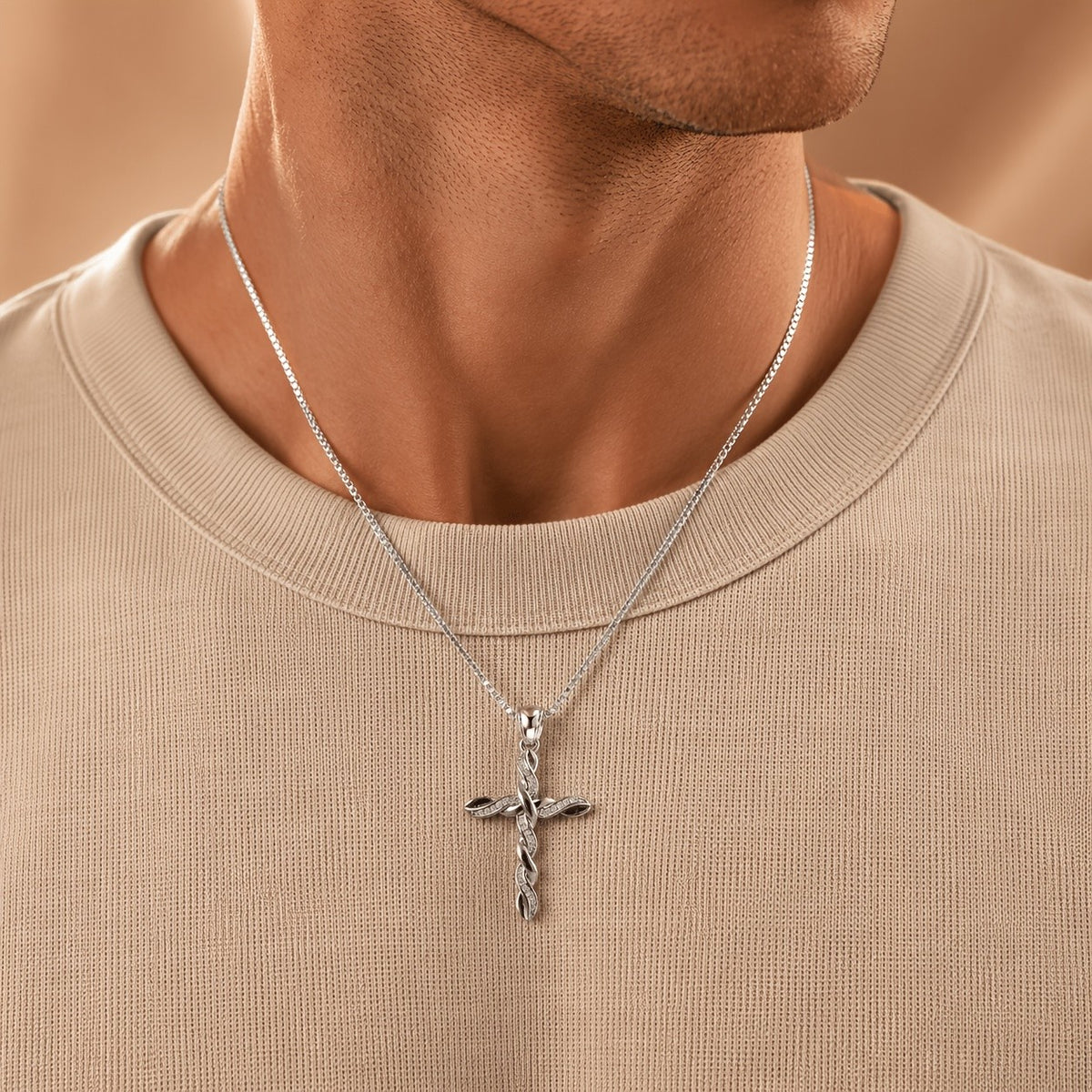 Dainty Twisted Zircon Cross Necklace
