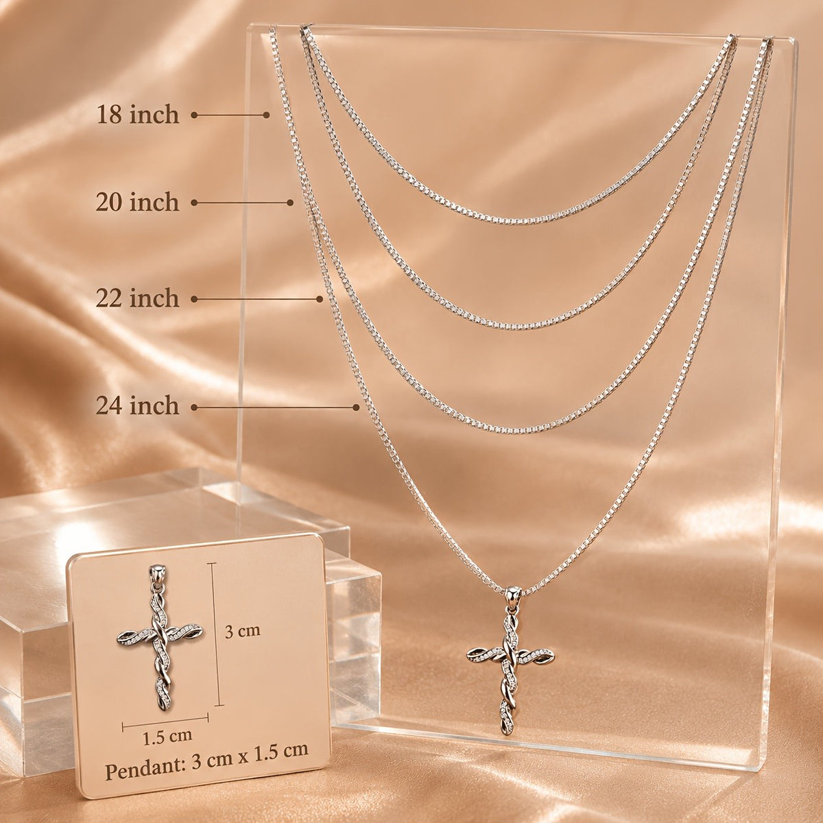Dainty Twisted Zircon Cross Necklace