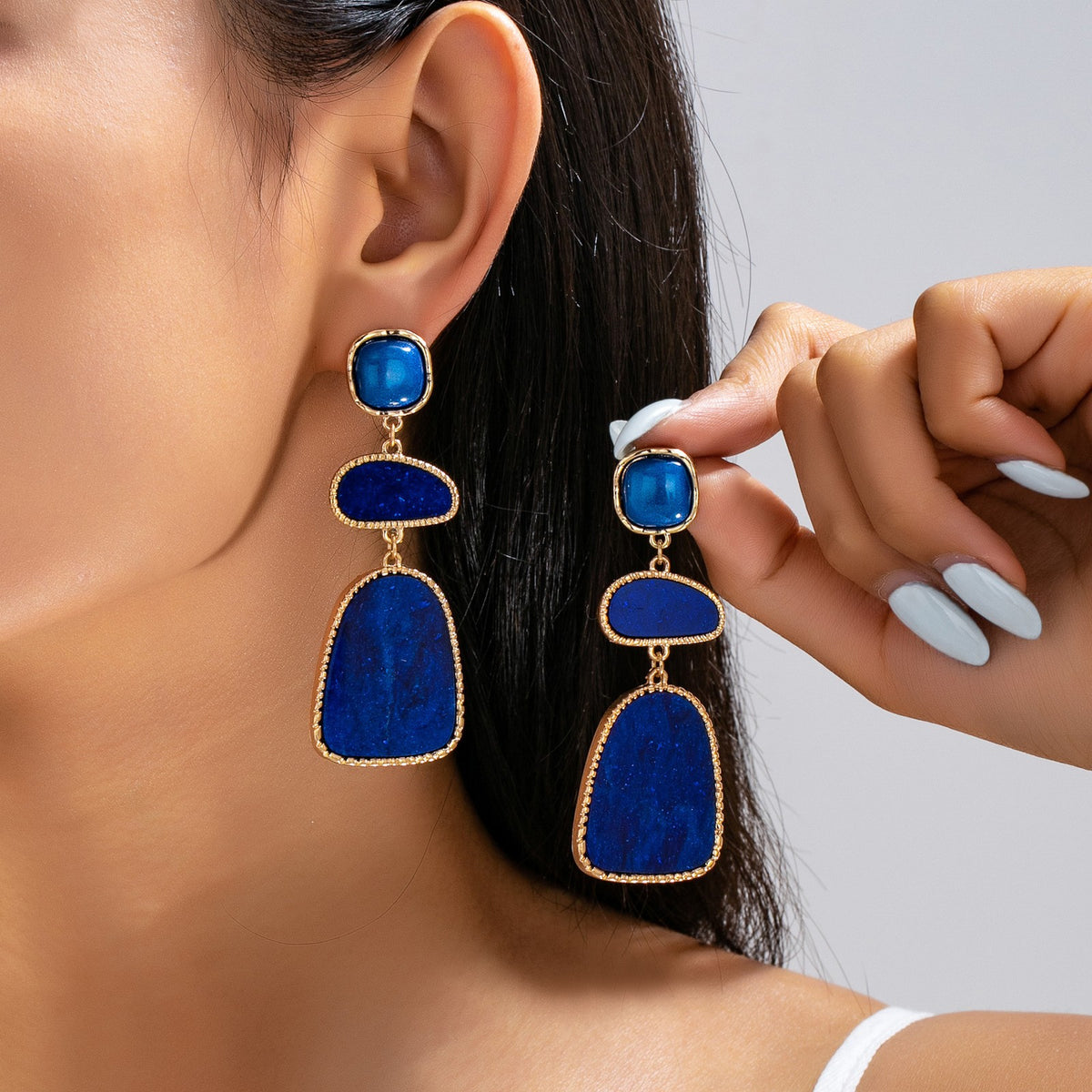 Classy Amber Geometric Tiered Drop Earrings