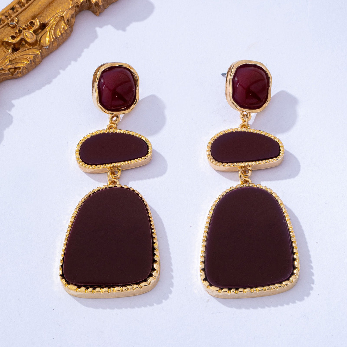 Classy Amber Geometric Tiered Drop Earrings