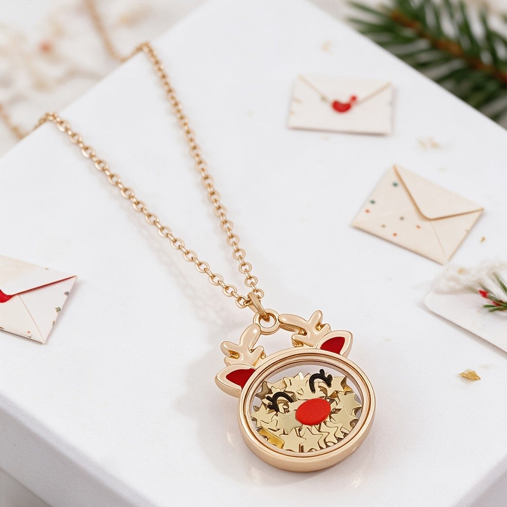 Cute Reindeer Shaker Necklace