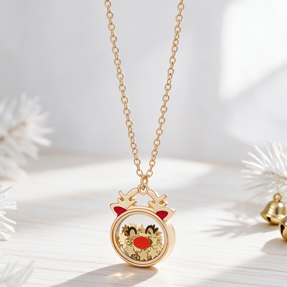 Cute Reindeer Shaker Necklace