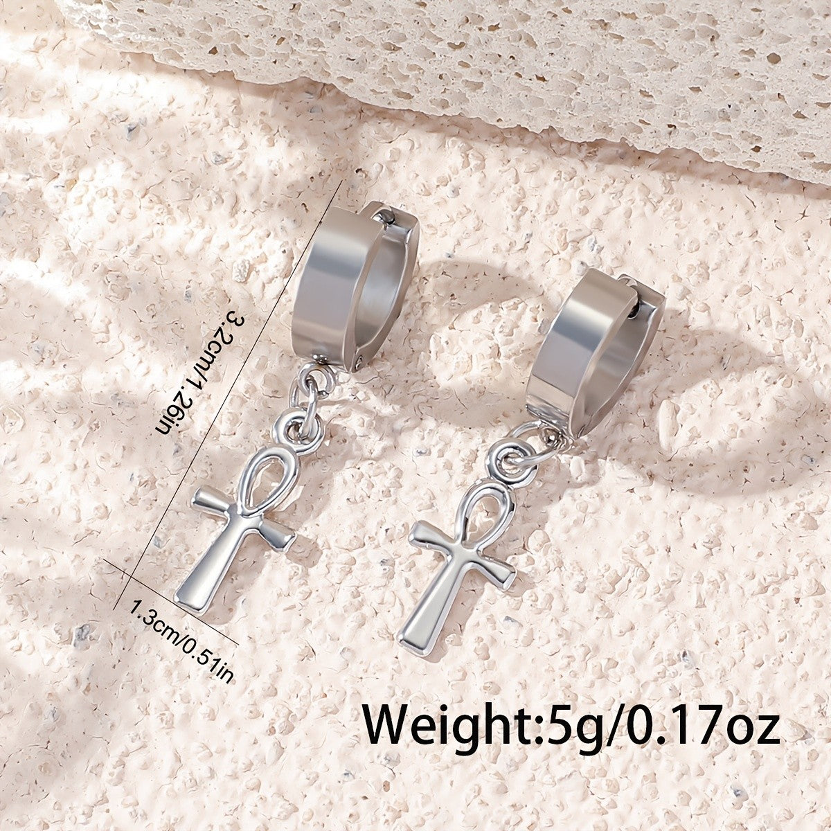 Vintage Ankh Charm Huggie Earrings