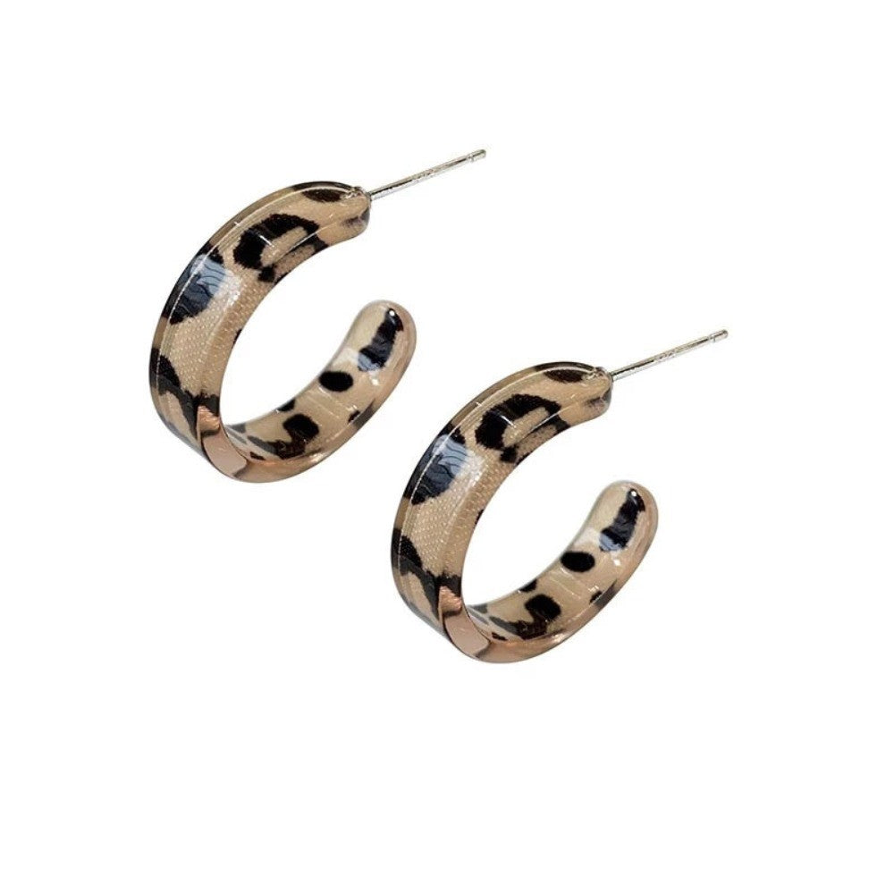 Vintage Leopard Print Acrylic Hoop Earrings
