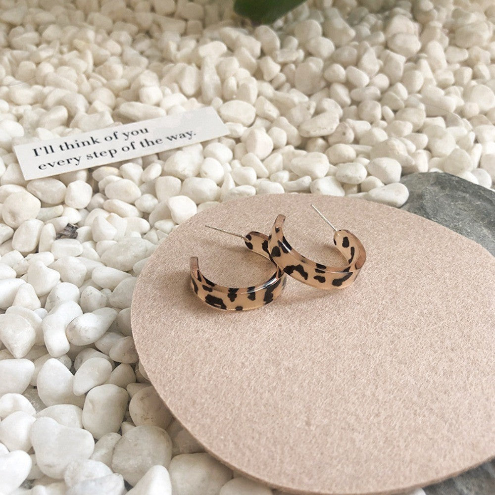 Vintage Leopard Print Acrylic Hoop Earrings