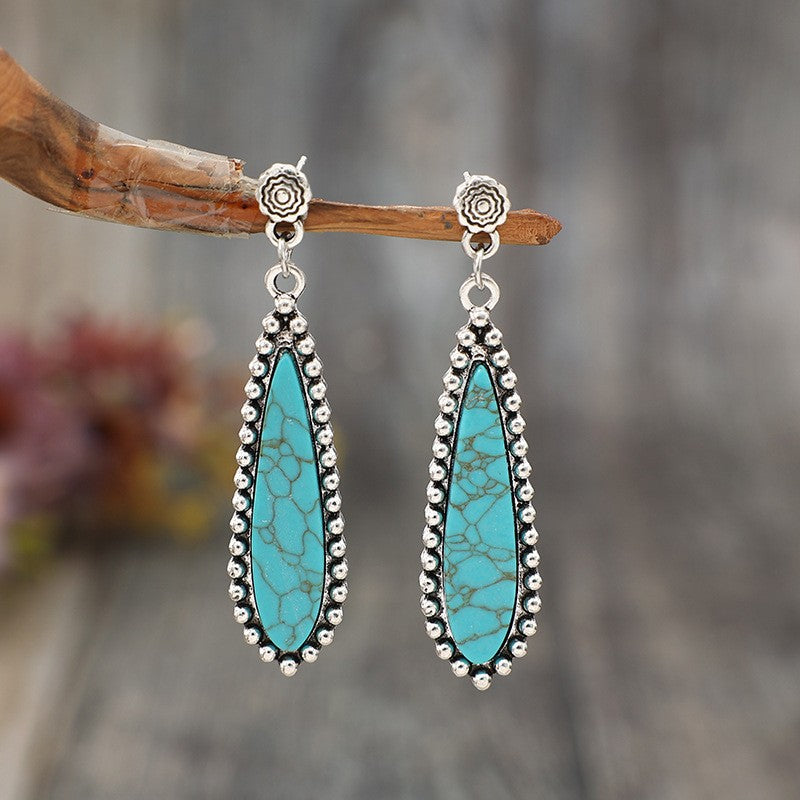 Vintage Boho Synthetic Turquoise Drop Earrings