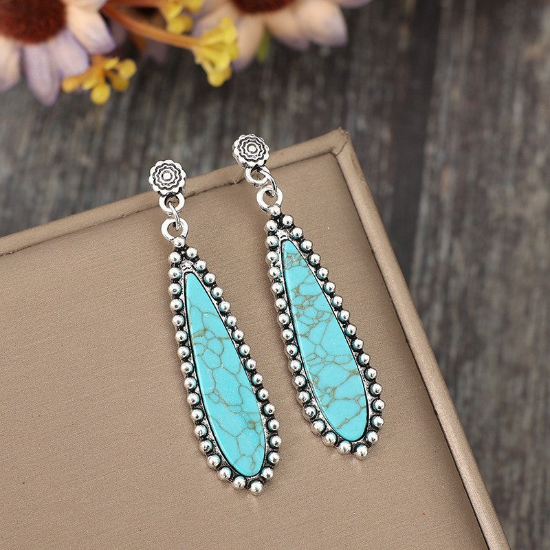 Vintage Boho Synthetic Turquoise Drop Earrings