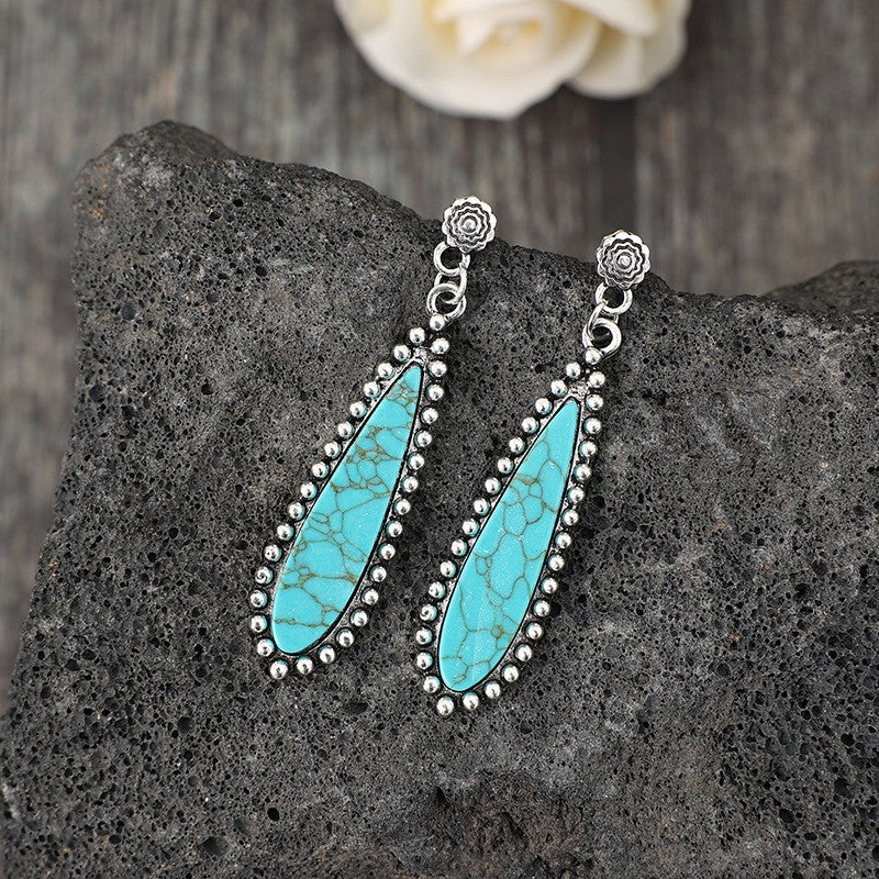 Vintage Boho Synthetic Turquoise Drop Earrings
